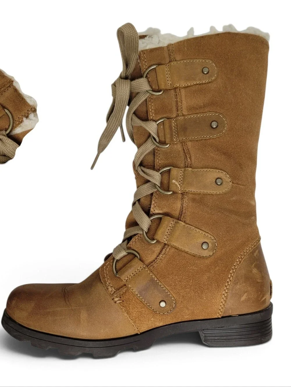 Sorel Emelie Lace Up Boots 7 Chestnut Brown